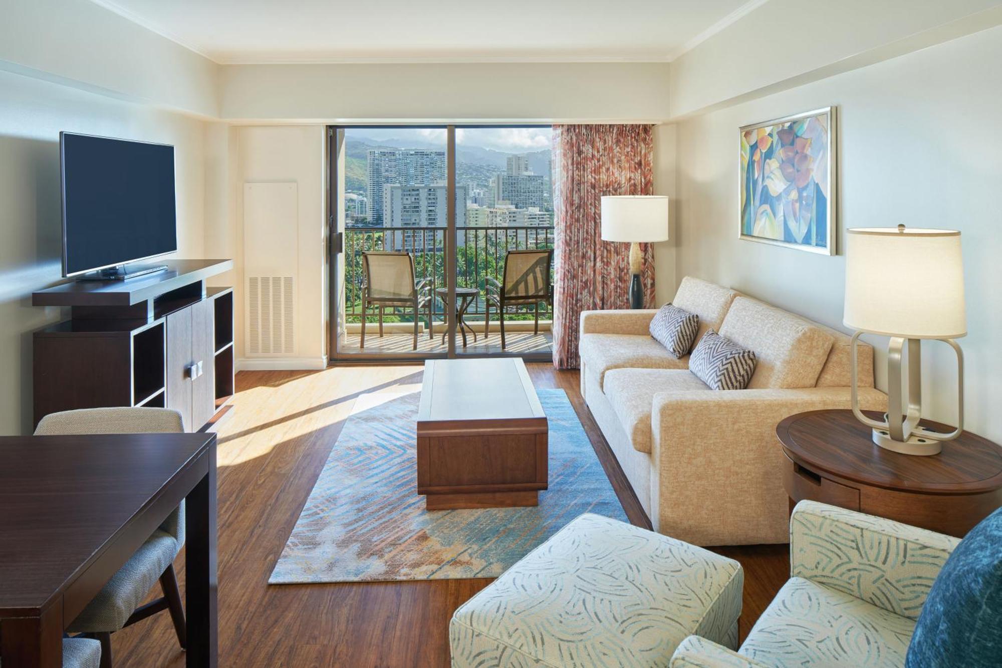 One-Bedroom King Suite Sofa Bed Ocean View Kalia Tower