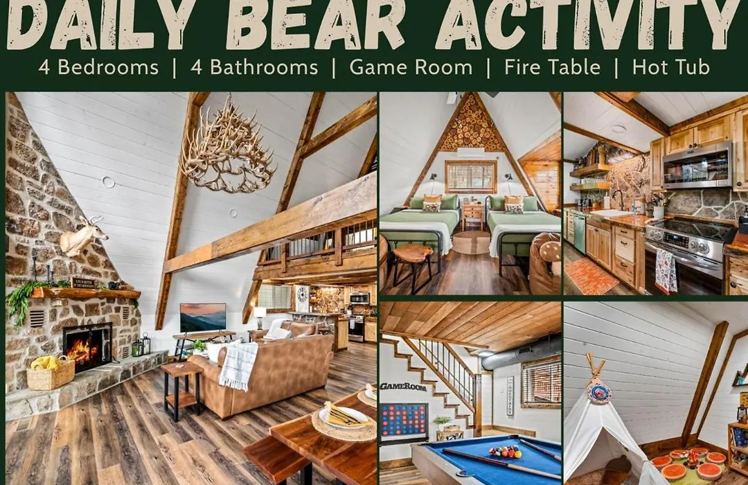 High Bear Activity, Handicap Ramp, Hot Tub, Fire Table, Game Room, Family Cabin-1