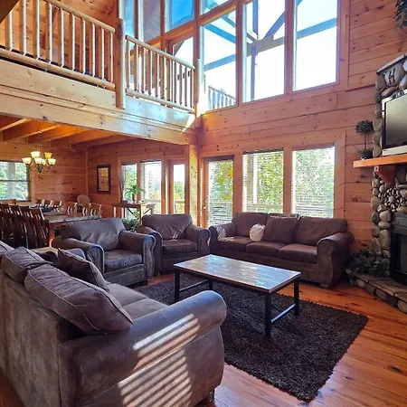 Spacious Cabin Sleep 28 Hot Tub Games Shared Pool-2