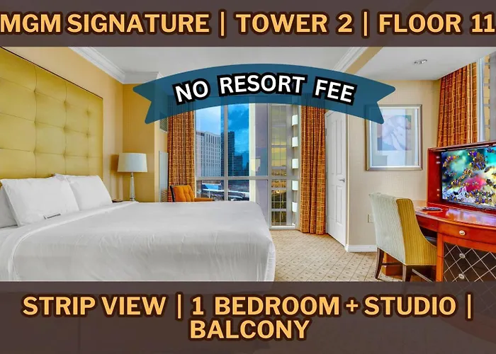 11Th Floor Mgm Signature 2-Bedroom Combo Strip View No Resort Fees Las Vegas